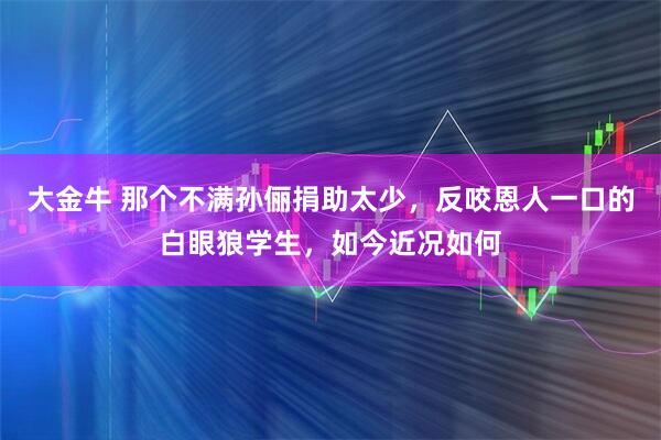 大金牛 那个不满孙俪捐助太少，反咬恩人一口的白眼狼学生，如今近况如何