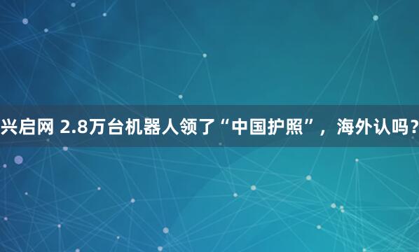 兴启网 2.8万台机器人领了“中国护照”，海外认吗？